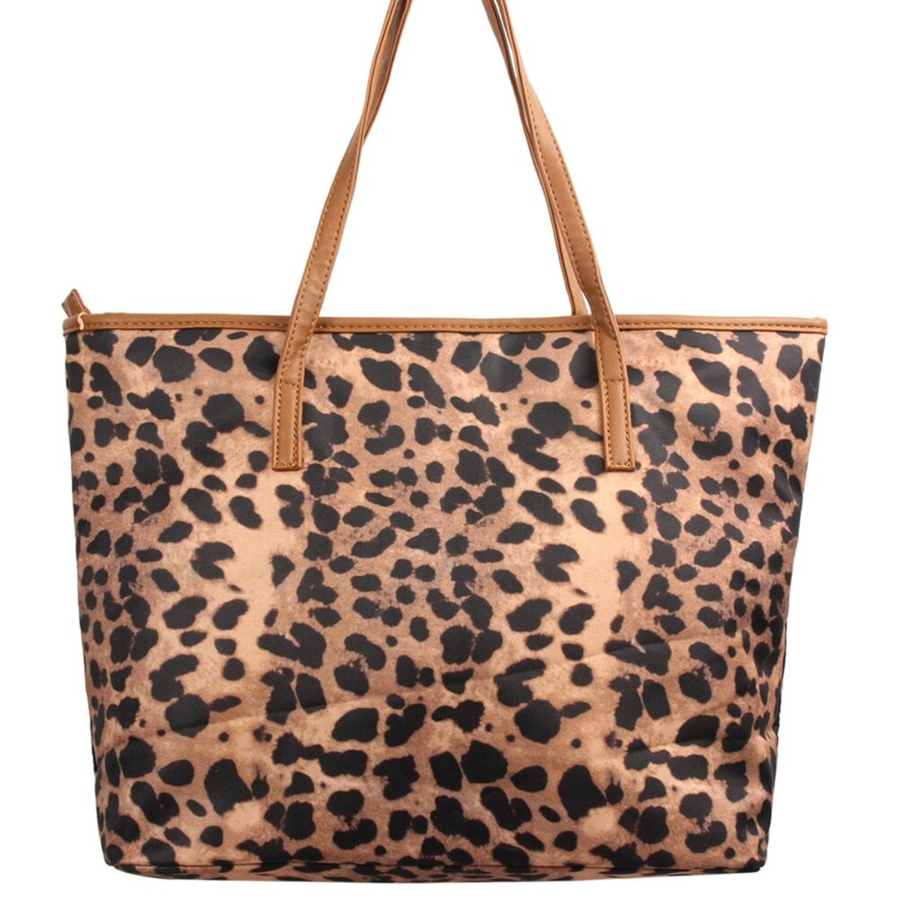 Leopard Print Tote Bag - BRN/BLK - Double Handles- Style 2- NWT